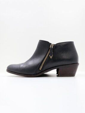 Vionic Jolene Black Leather 1.5" Block Heel Ankle Booties - 9.5